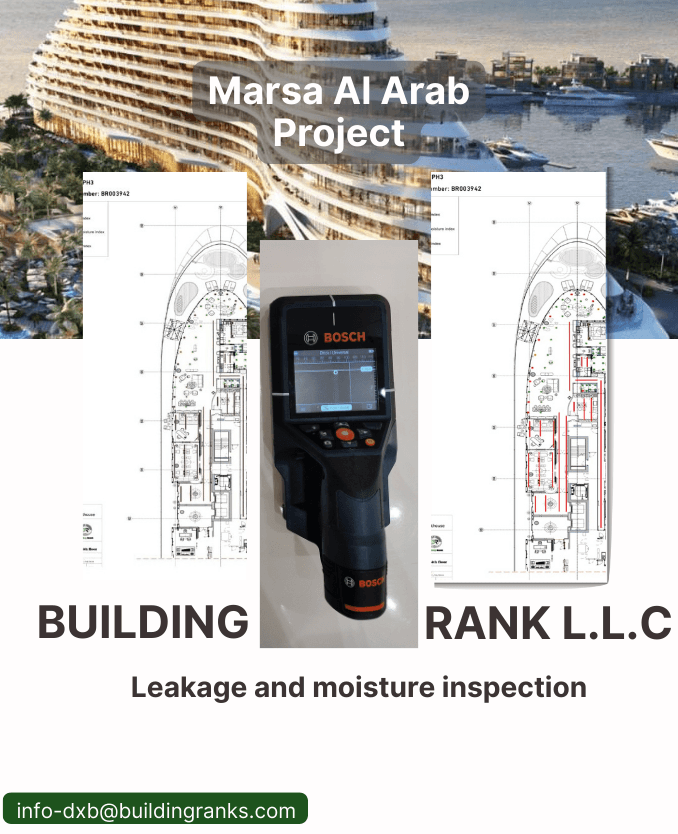 Leak detection and moisture mapping at four penthouses of Marsa Al Arab Hotel in Dubai by Building Rank.